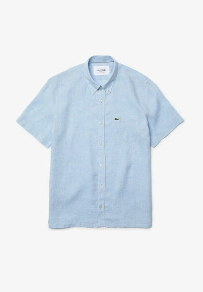 Lacoste CH6299-CQM Short Sleeve Linen Shirt CAPRI BLUE
