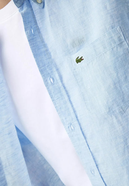 Lacoste CH6299-CQM Short Sleeve Linen Shirt CAPRI BLUE