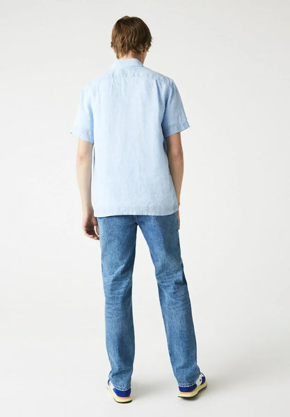 Lacoste CH6299-CQM Short Sleeve Linen Shirt CAPRI BLUE