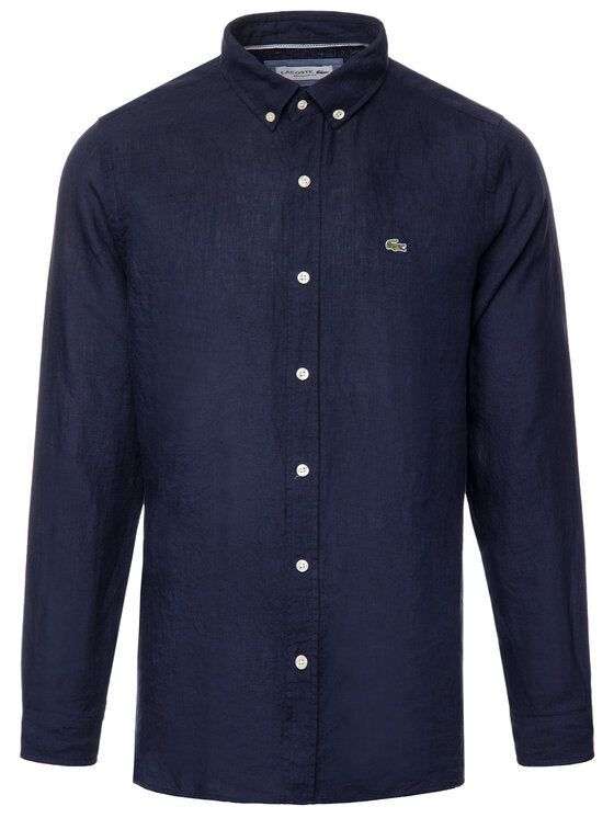 LACOSTE Men's linen shirt regular fit CH4990 00 166 NAVY BLUE