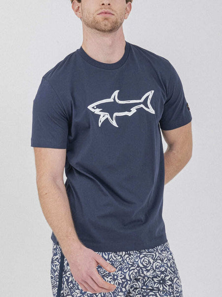 Paul & Shark 22411073-013 Organic cotton T-Shirt with Shark Big Logo BLU NAVY