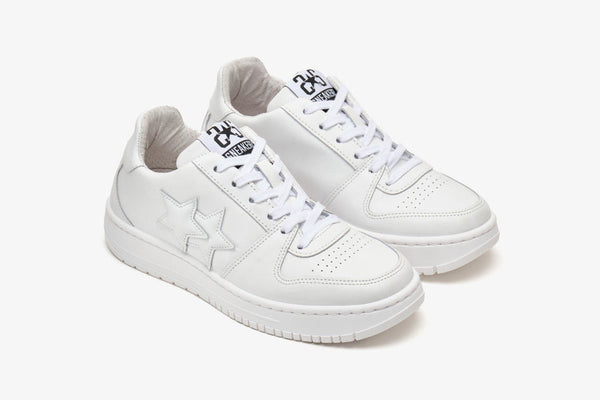 2STAR 2SU3470-009 Sneaker King Low in Pelle TOTAL WHITE