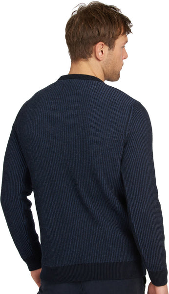 BARBOUR MKN1323-NY91 Duffle Knitted Crew Neck Pullover Cotton-Wool BLU NAVY