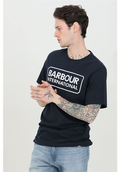 BARBOUR MTS0369-NY39 International Essential Large Logo T-Shirt NAVY BLUE