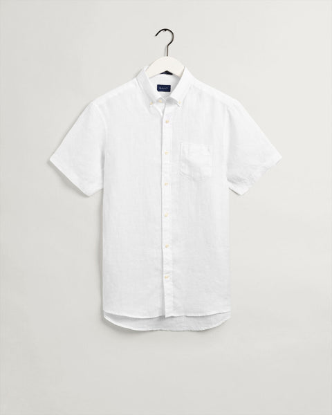 GANT 3012421-110 Camicia di lino maniche corte regular fit WHITE (bianco)