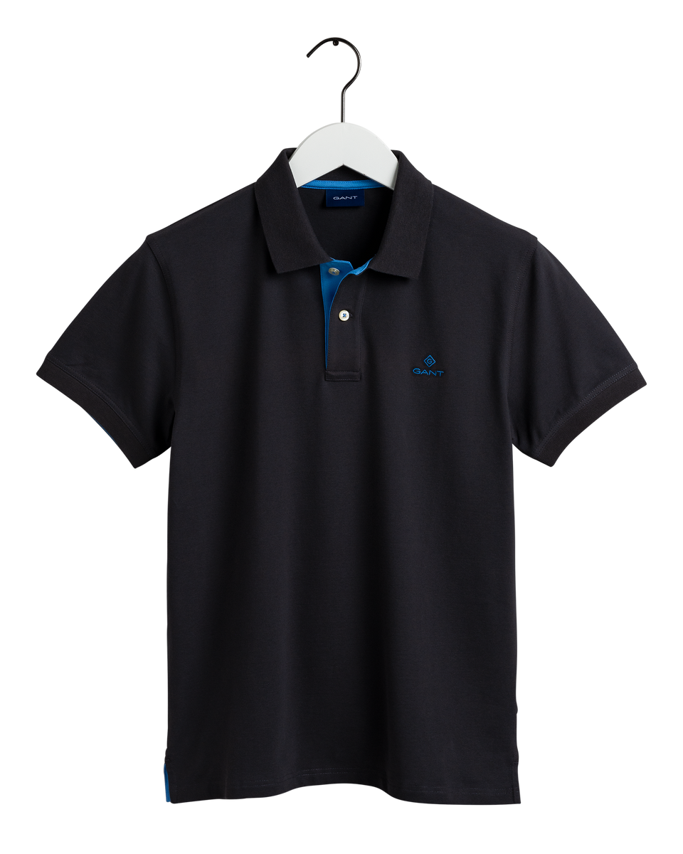 GANT 2052003 011 Contrast Collar Pique Polo SS Rugger DARK