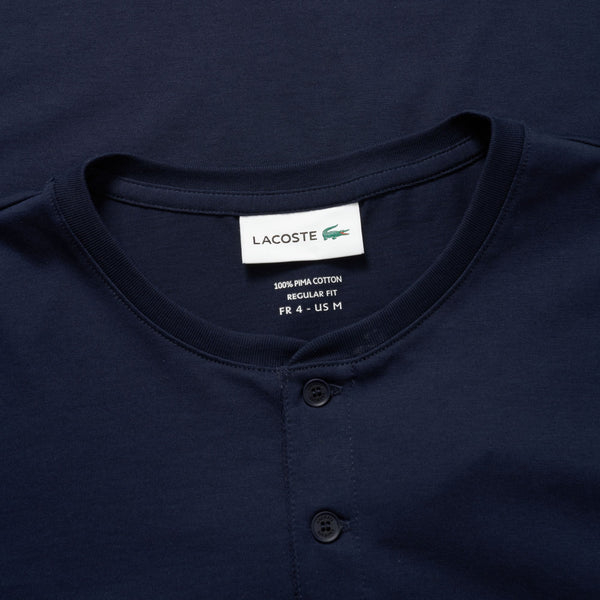 Lacoste TH0884-166 T-Shirt Short Sleeve Serafino Collar BLUE navy
