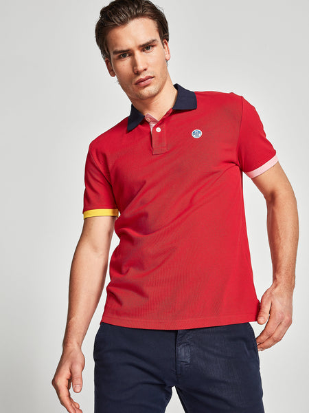 North Sails 692245-230 Contrast Pique' Polo SS RED