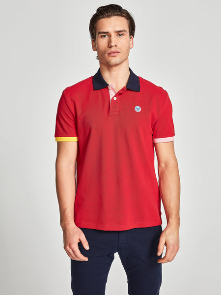 North Sails 692245-230 Contrast Pique' Polo SS RED