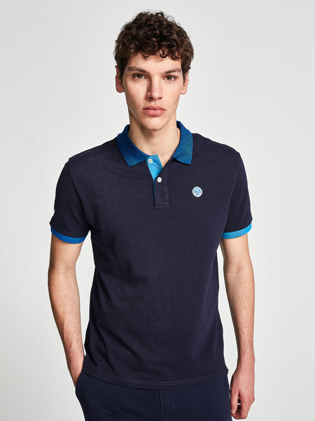 North Sails 692245-802 Contrast Pique' Polo SS BLU Navy