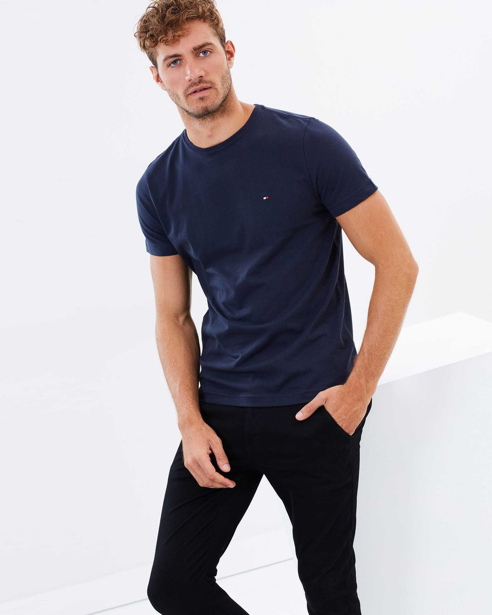 Tommy Hilfiger 0867896625 416 Core Stretch Slim Cotton SS T Shirt BLU TROVISO1883