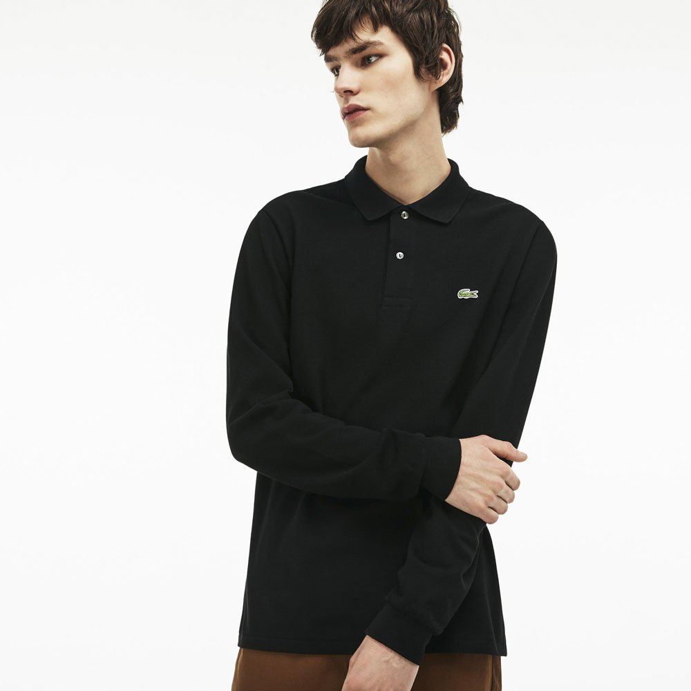 Lacoste L1312 031 Pique Polo Long Sleeve BLACK Black TROVISO1883