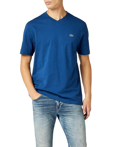 Lacoste TH7419-Q1Y T-Shirt Short Sleeve V Sport Cotton OCEAN blue