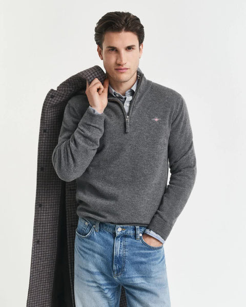 GANT 86213-095 Superfine Lambswool Half Zip Pullover Antracit Grey