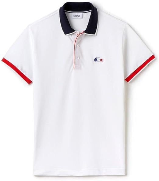 Lacoste PH7607-5QT Polo Pique' manica corta France Big Croc Limited Edition WHITE RED BLUE
