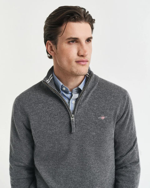 GANT 86213-095 Superfine Lambswool Half Zip Pullover Antracit Grey