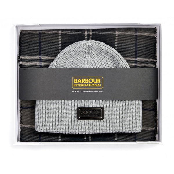 BARBOUR MGS0092-GY31 International Sweeper Beanie&amp;Scarf Gift Set DARK GRAY