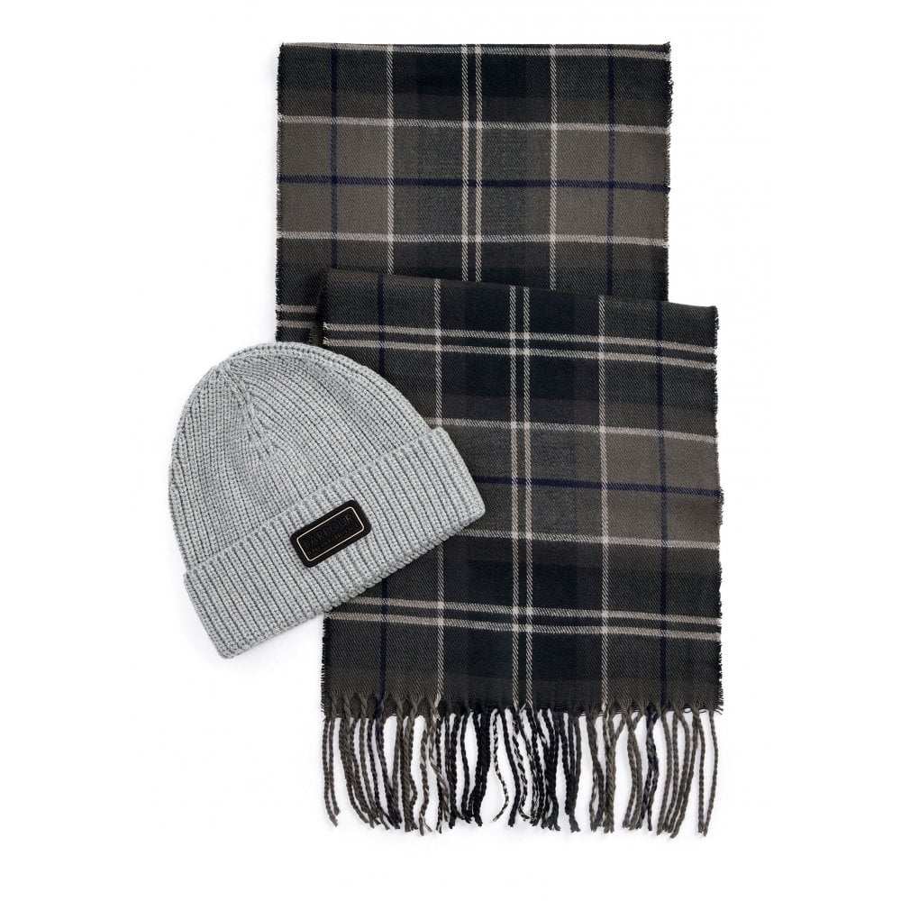 BARBOUR MGS0092-GY31 International Sweeper Beanie&amp;Scarf Gift Set DARK GRAY