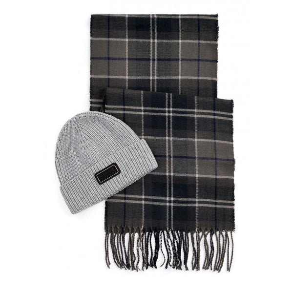 BARBOUR MGS0092-GY31 International Sweeper Beanie&amp;Scarf Gift Set DARK GRAY