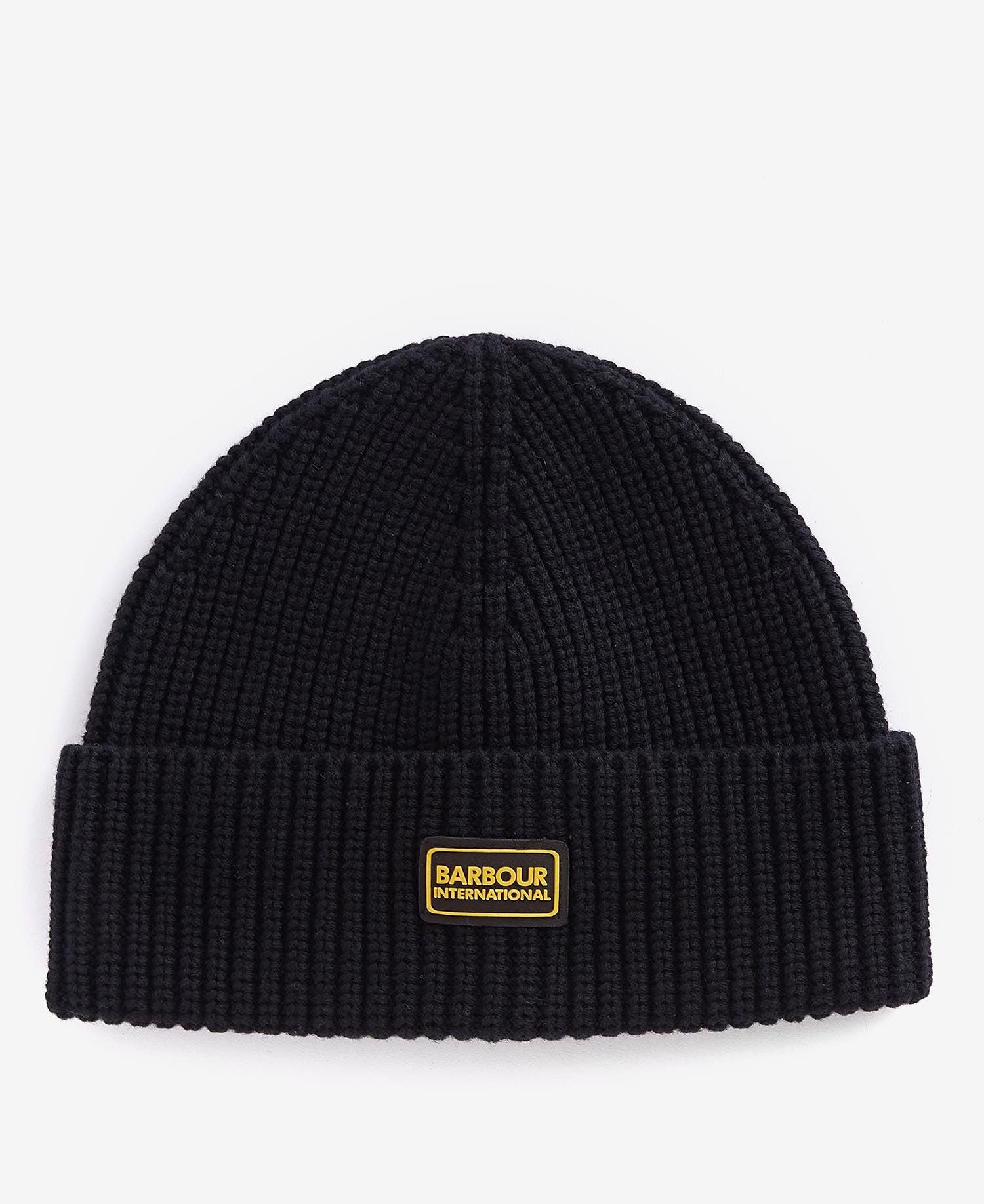 BARBOUR MHA0823-BK11 International Sweeper Legacy Knit Beanie Hat BLACK