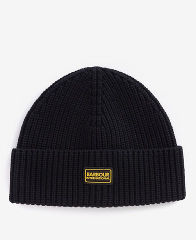 BARBOUR MHA0823-BK11 International Sweeper Legacy Knit Beanie Hat BLACK
