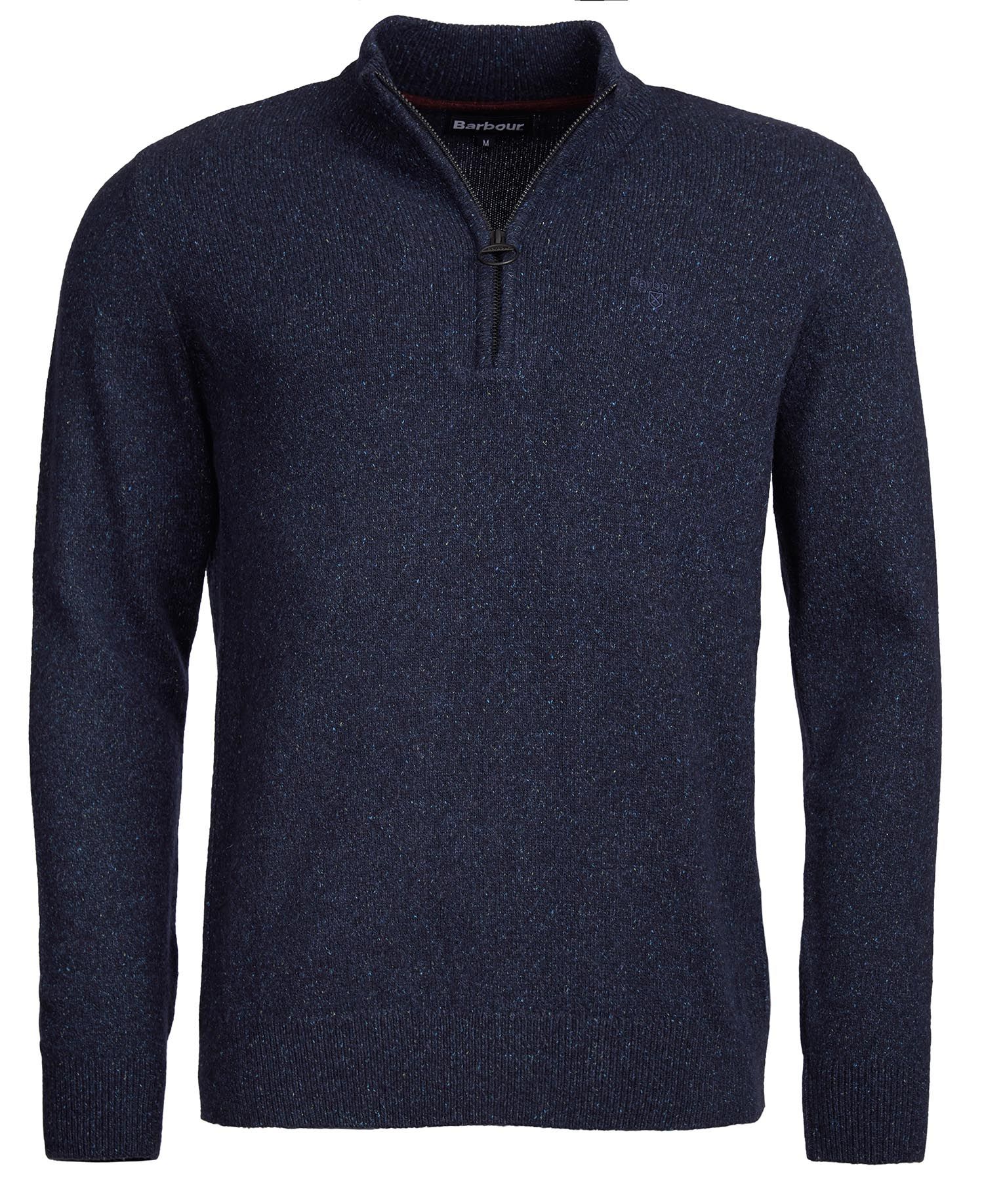 BARBOUR MKN1187-NY91 Tisbury Lambswool Half-Zip Mouline' Pullover NAVY BLUE