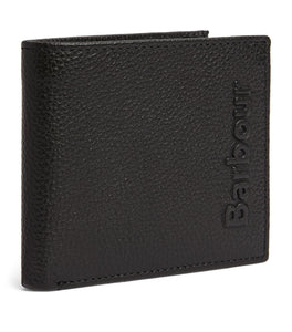 BARBOUR MLG0059-BK111 Portafoglio bifold in pelle con logo impresso NERO