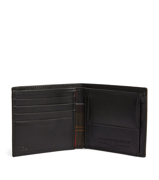 BARBOUR MLG0059-BK111 Portafoglio bifold in pelle con logo impresso NERO