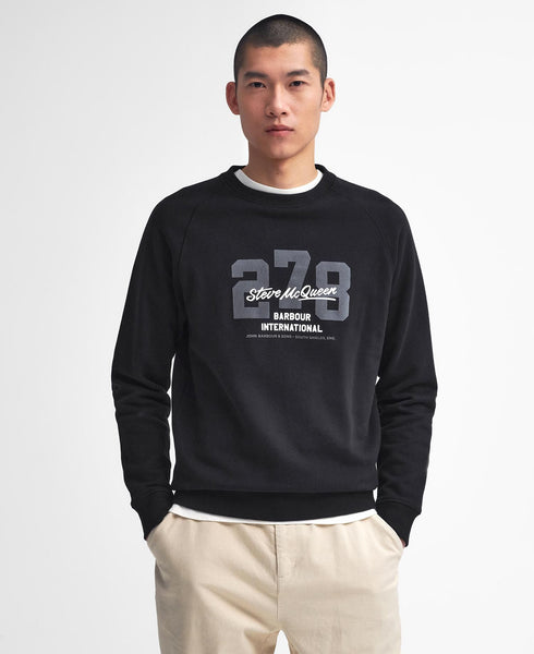 BARBOUR MOL0635-BK31 International Signature Steve McQuenn Crew Sweatshirt BLACK
