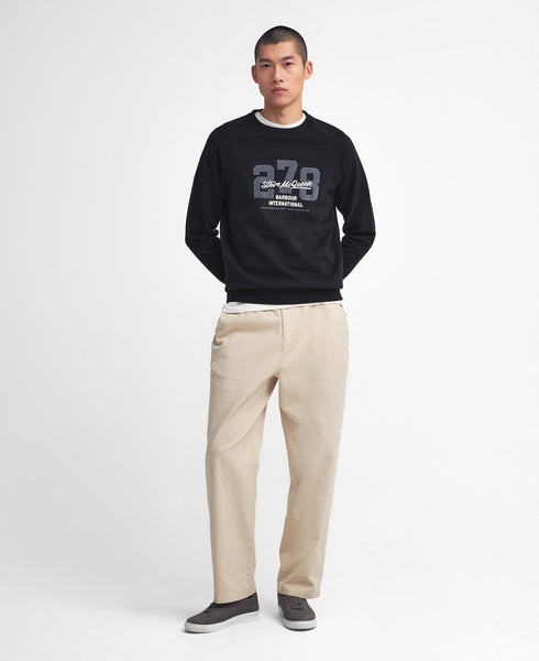 BARBOUR MOL0635-BK31 International Signature Steve McQuenn Crew Sweatshirt BLACK