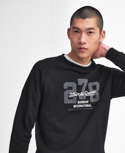 BARBOUR MOL0635-BK31 International Signature Steve McQuenn Crew Sweatshirt BLACK
