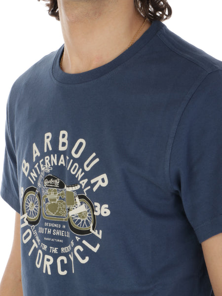 BARBOUR MTS1244-NY55 International Sprint T-Shirt WASHED COBALT BLUE