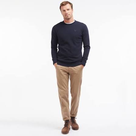 BARBOUR MKN0345-NY71 Essential Lambswool C-Neck Pullover NAVY Blue