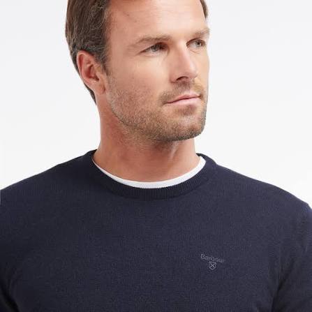 BARBOUR MKN0345-NY71 Essential Lambswool C-Neck Pullover NAVY Blue