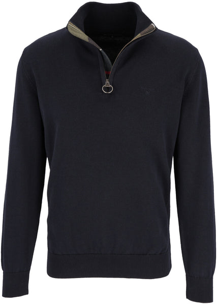 BARBOUR MKN1074-NY91 Half-Zip Cotton Pullover Tartan NAVY BLUE