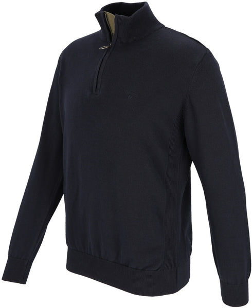 BARBOUR MKN1074-NY91 Half-Zip Cotton Pullover Tartan NAVY BLUE