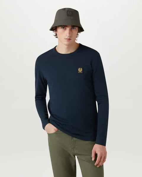 BELSTAFF 100054 DKINK T-Shirt Logo Manica Lunga BLU NAVY