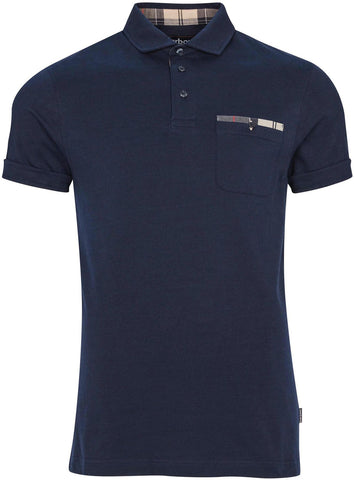 Barbour MML0012-BL14 Corpatch Tartan Pique Polo SS NAVY BLUE