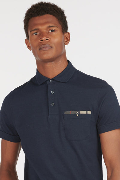 Barbour MML0012-BL14 Corpatch Tartan Pique Polo SS NAVY BLUE