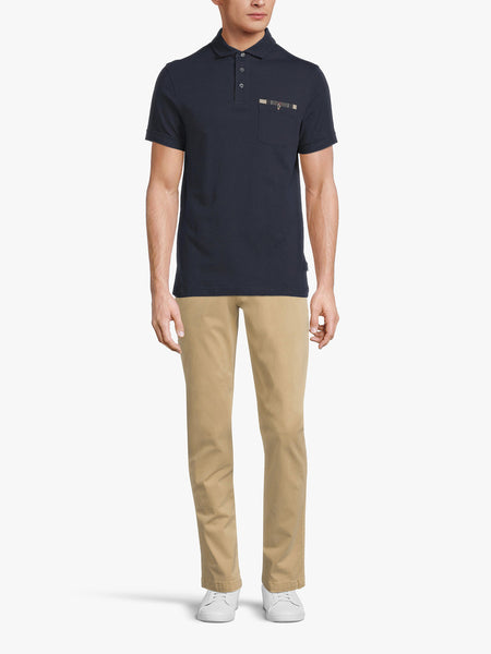 Barbour MML0012-BL14 Corpatch Tartan Pique Polo SS NAVY BLUE