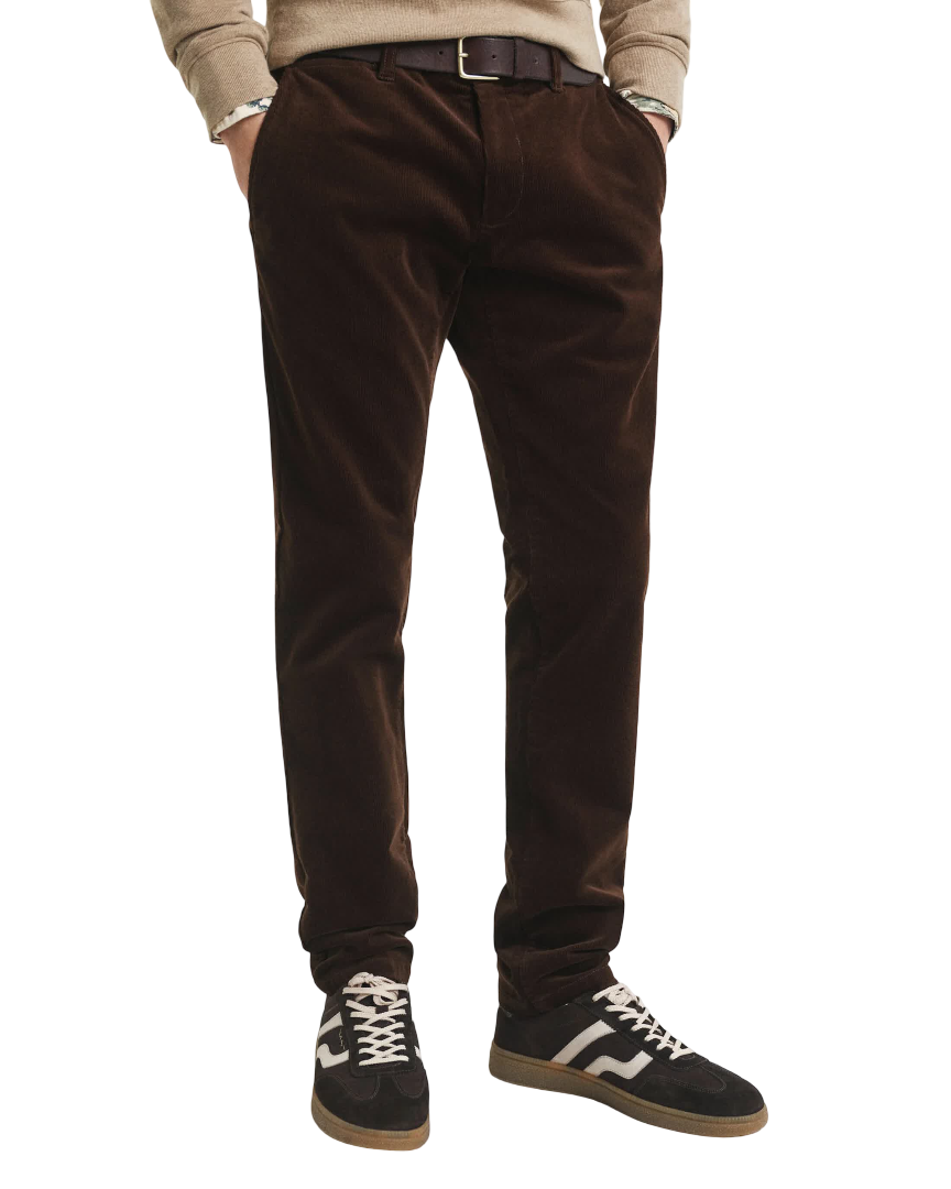 GANT 1505319-274 Pantalone Chino Slim in Velluto a Coste RICH BROWN