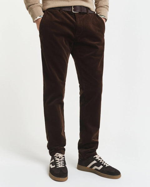 GANT 1505319-274 Pantalone Chino Slim in Velluto a Coste RICH BROWN