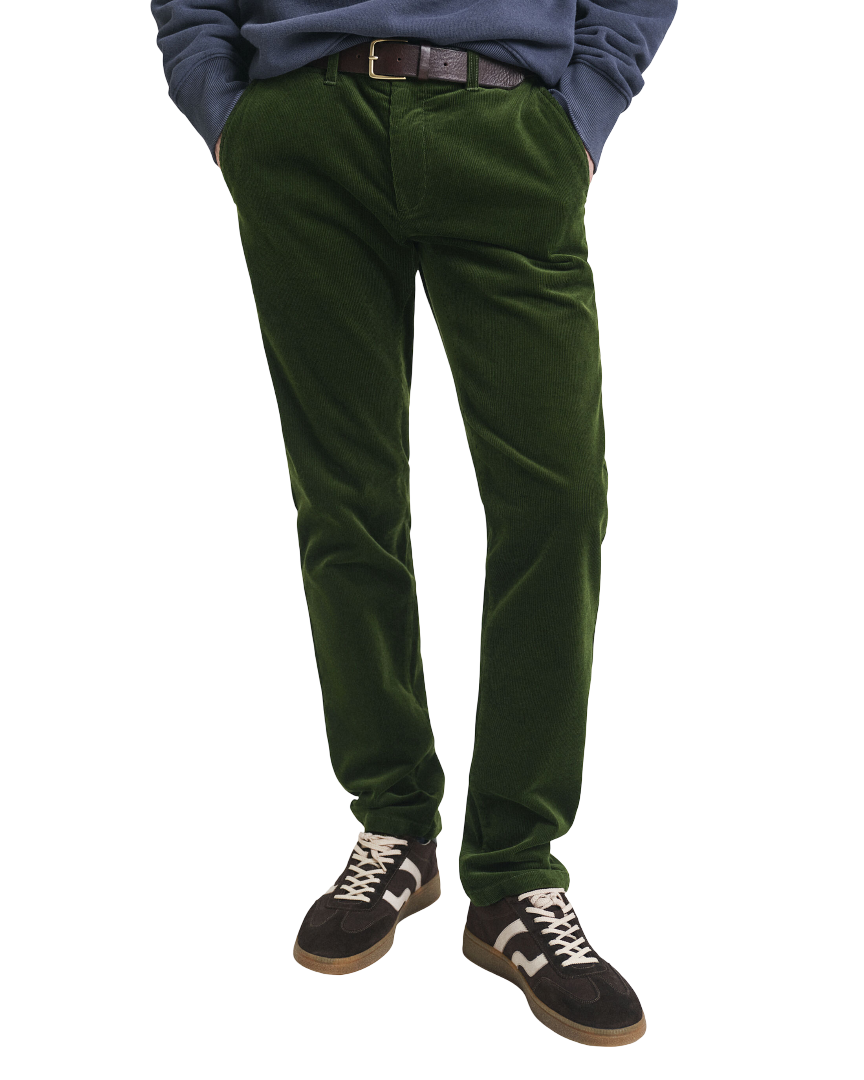 GANT 1505319-360 Pantalone Chino Slim in Velluto a Coste COUNTRY GREEN