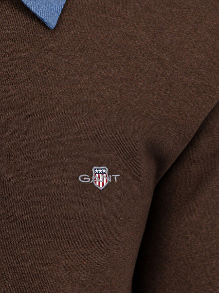 GANT 2004082-284 Reg Chambray Heavy Rugger Polo Dark BROWN Melange