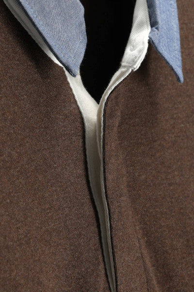 GANT 2004082-284 Reg Chambray Heavy Rugger Polo Dark BROWN Melange