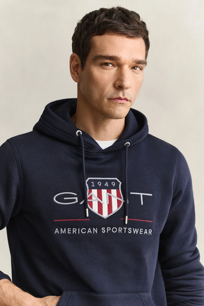 GANT 2047082-433 Reg Archive Shield Hoodie Sweat EVENING BLUE