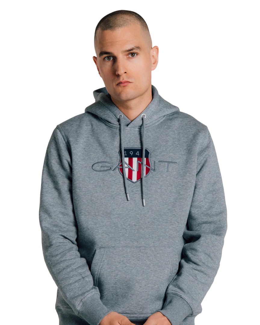 GANT 2047087-093 Reg Archive Shield Hoodie Felpa GREY MELANGE