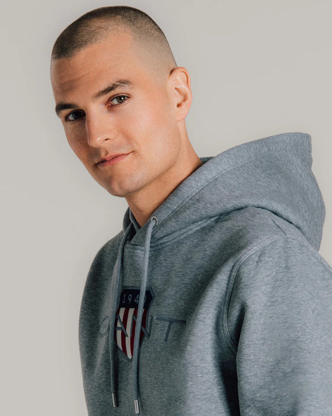 GANT 2047087-093 Reg Archive Shield Hoodie Felpa GREY MELANGE