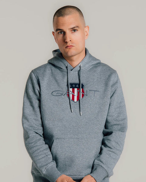 GANT 2047087-093 Reg Archive Shield Hoodie Felpa GREY MELANGE