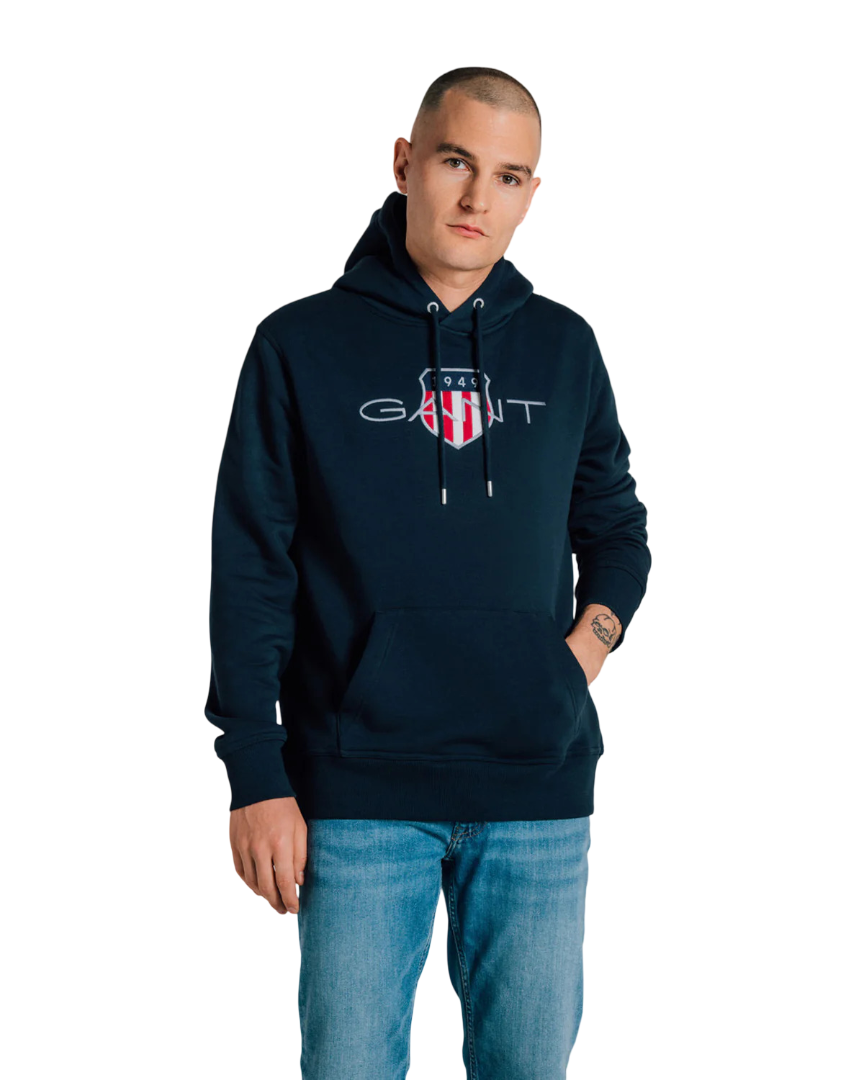 GANT 2047087-433 Reg Archive Shield Hoodie Felpa EVENING BLUE